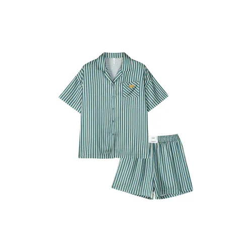 Same Language Pajamas Summer Women's Stripes Turquoise Blue