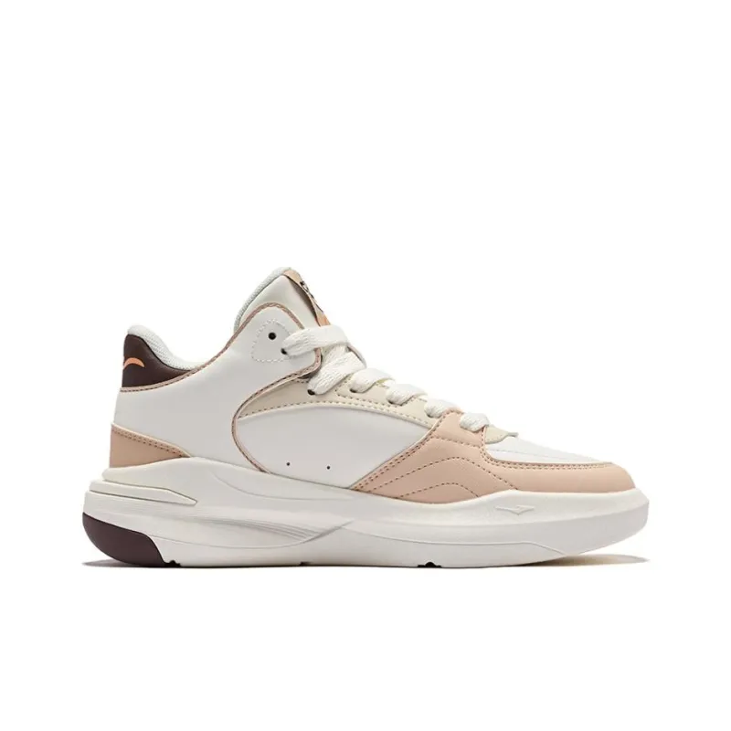 Erke Battery Panda 3V2 Anti Slip Wear Resistant High Top Skateboard Shoes Women's Microcrystal White Apricot-1
