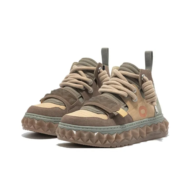 OETZI Skateboard Shoes Unisex High Top Khaki-1