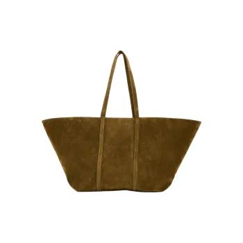 ZARA Cow Leather Tote Bag Shopping Bag Shoulder Bags Large Size Women's Brown