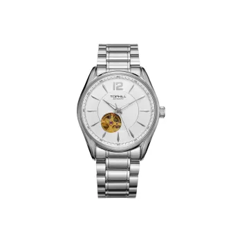 TOPHILL Automatic Mechanical Movement Stainless Steel Strap Watch Men's Watches White Dial