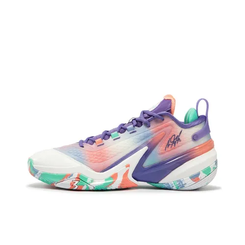 361° AG 5 Cushioning Anti Slip Wear Resistant Impact Resistant Low Top Basketball shoes melissa Men's White Blue