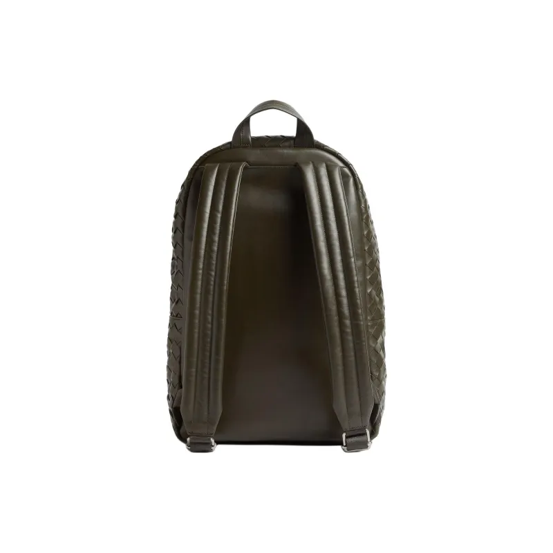 Bottega Veneta Intrecciato Calfskin Backpack Medium Size Men's Khaki-2