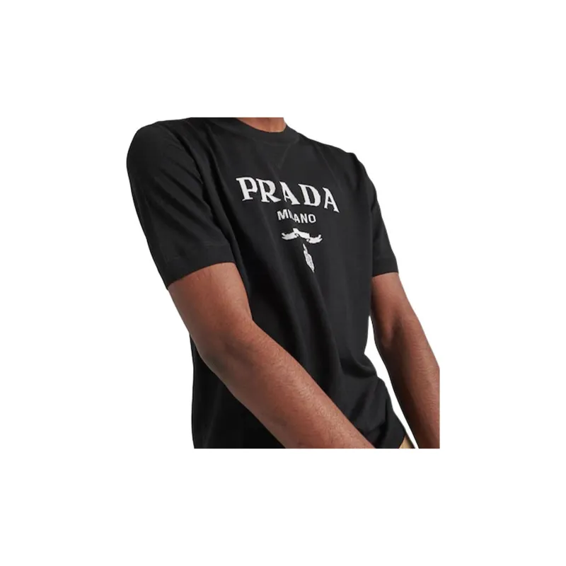 PRADA Superfine Wool Short Sleeve Crewneck Sweater-4