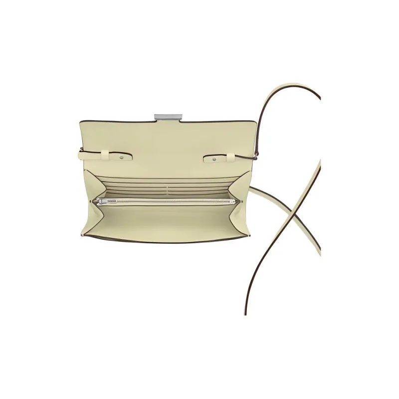 HERMES Epsom Calfskin Shoulder Bag Crossbody Bag Wallet Women's Beige Yellow-1