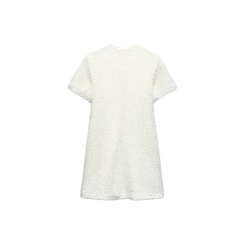 ZARA Short-Sleeved Dresses Women's White-1