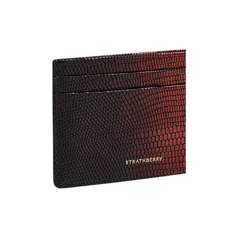 Strathberry Crocodile Embossed Cow Leather Card Holder Women's Chestnut-3
