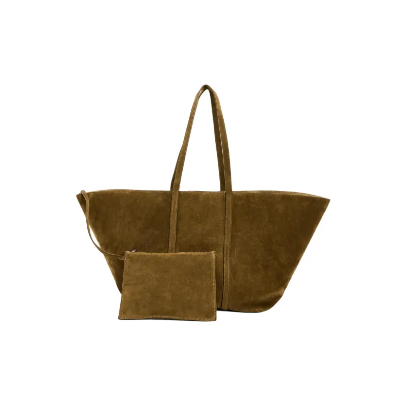 ZARA Cow Leather Tote Bag Shopping Bag Shoulder Bags Large Size Women's Brown-4