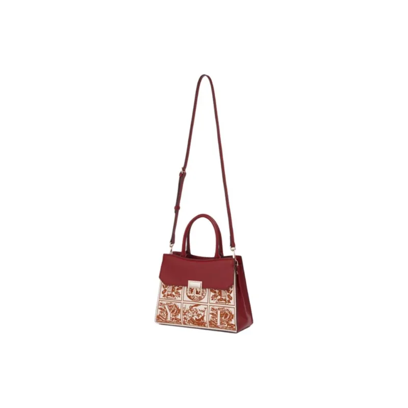 YEARCON Synthetic Leather Tote Bag, Shopping Bag, Shoulder Bag, Handbag Tubas Women's Apricot/Burgundy-5