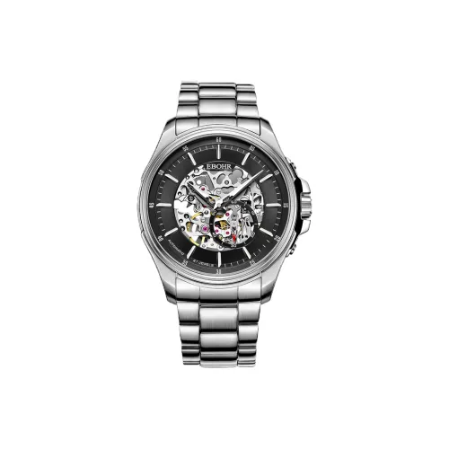EBOHR Explorer Collection Mechanical Movement Stainless Steel Strap Watch Men's Watches Black Dial