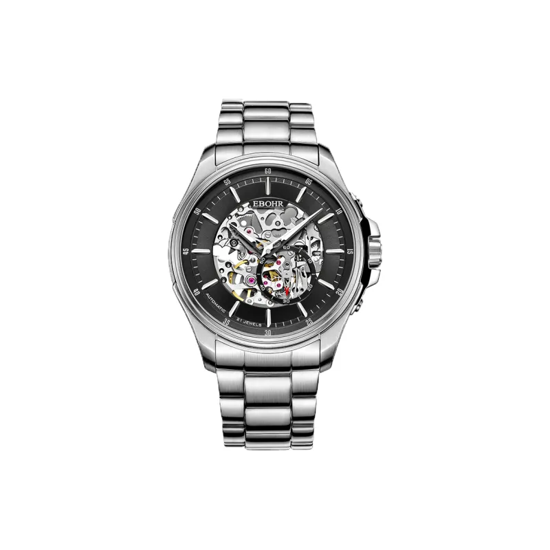 EBOHR Explorer Collection Mechanical Movement Stainless Steel Strap Watch Men's Watches Black Dial-0