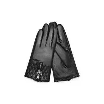 PIERRE CARDIN Sheepskin Goatskin Gloves Women's Black