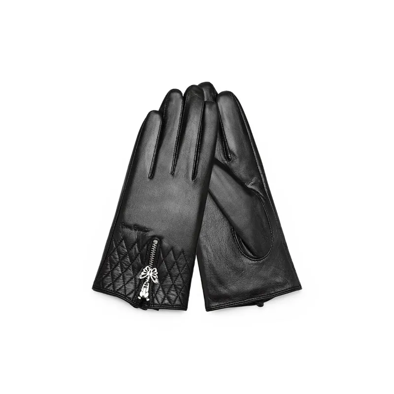 PIERRE CARDIN Sheepskin Goatskin Gloves Women's Black-0