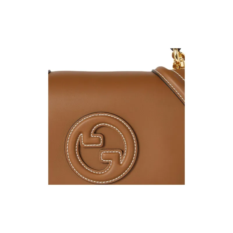 GUCCI Blondie Leather Shoulder Bag Crossbody Bag Handbag Small Size Women's Brown-6