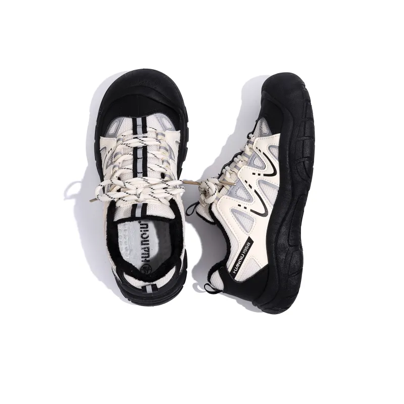 HUANQIU Warm Wear Resistant Slip Resistant Low Top Casual Shoes Women's Beige Black-7