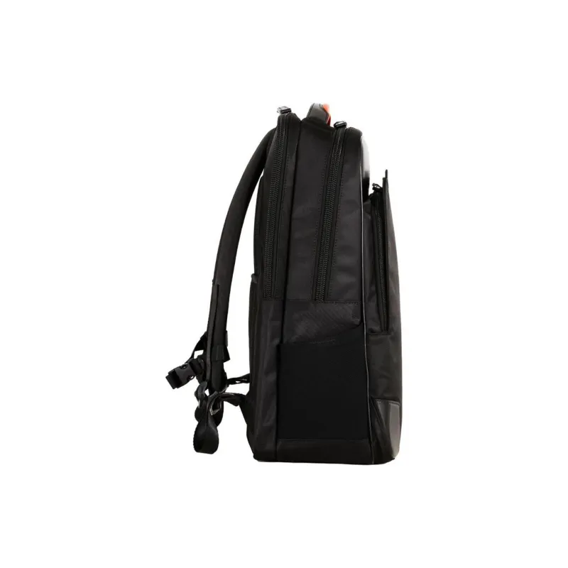 SAMSONITE Recycled Polyester Cow Leather Patchwork Backpack Large Size Unisex Black & Orange-2