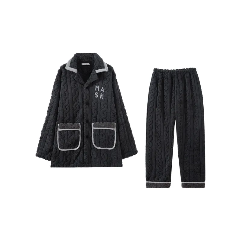 Qiao Ni Tong Pajama Set Men's Dark Gray-0