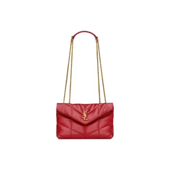 SAINT LAURENT PUFFER Nappa Sheepskin Envelope Bag, Portable Crossbody Bag, Shoulder Bag Mini Women's Alluring Red