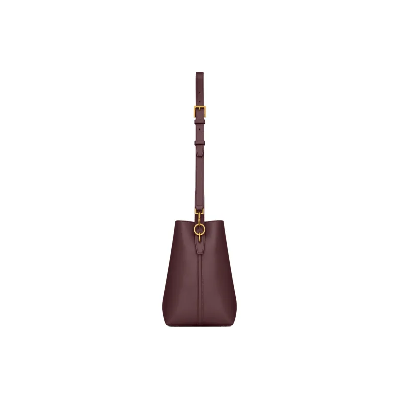 SAINT LAURENT Cow Leather Bucket Bag, Shoulder Bag, Crossbody Bag, Handbag Women's Cabernet Sauvignon Red-4