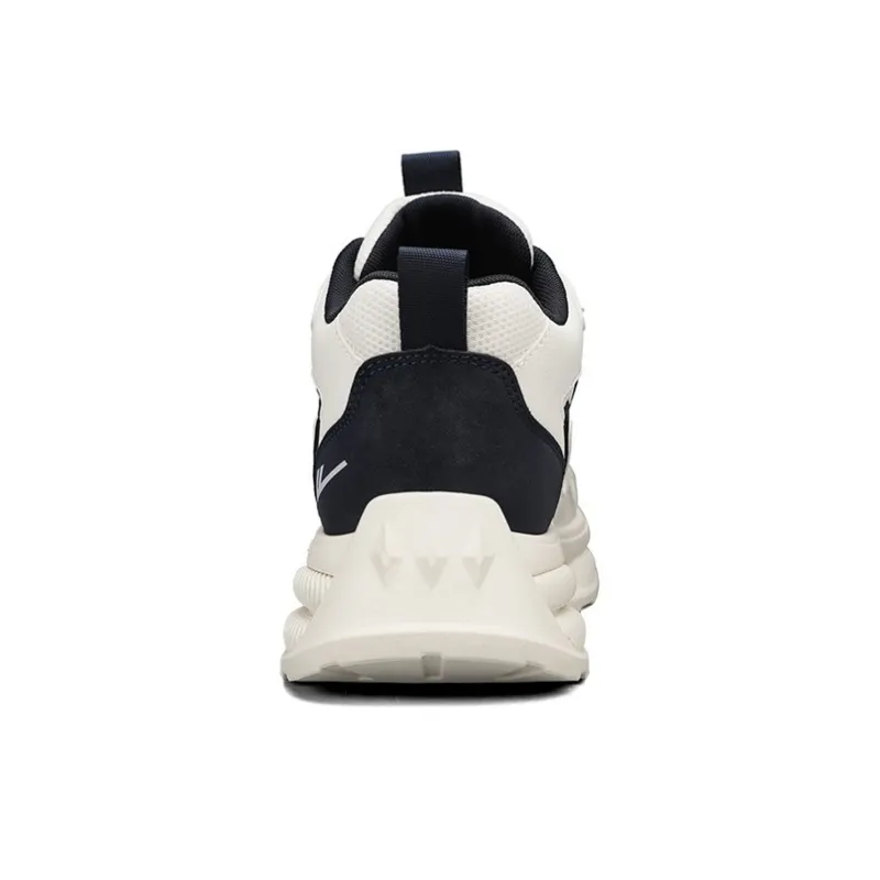 Warrior Cushioned Wear-Resistant Breathable Height Increasing Mid-Top Lace-Up Chunky Sneakers Men's Black Beige Green-4