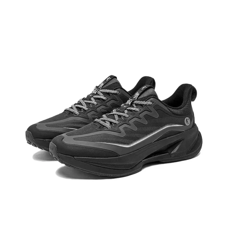 QIAODAN Anti Slip Wear Resistant Low Top Casual Running Shoes Men's Black Gray-2