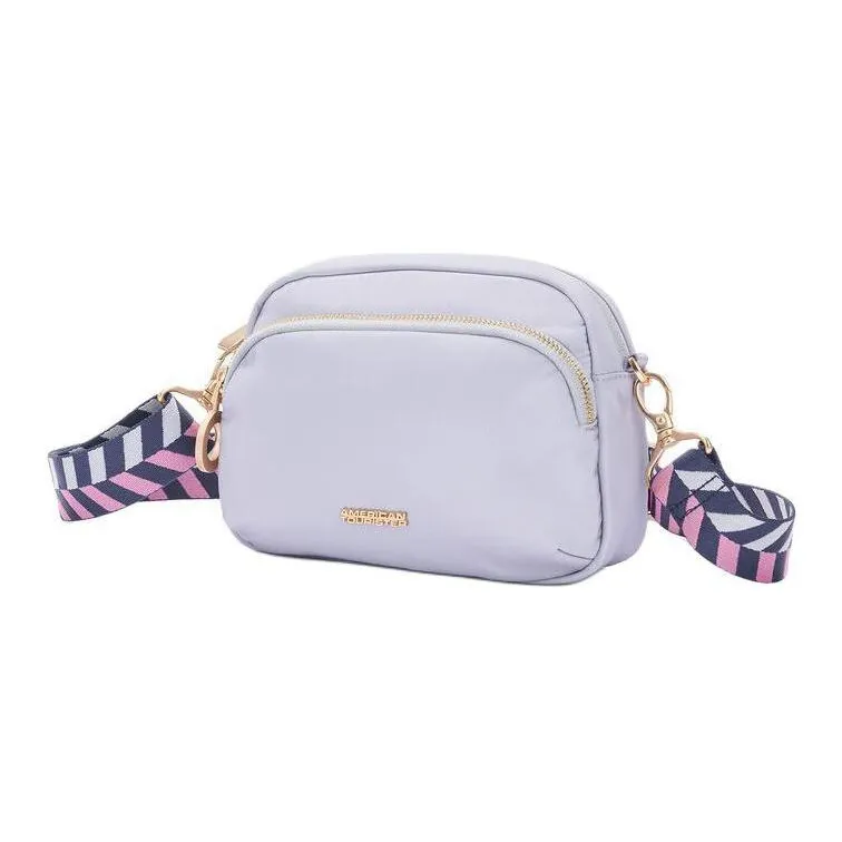 AMERICAN TOURISTER Polyester Shoulder Bag, Crossbody Bag Small Size Women's Light Gray-1