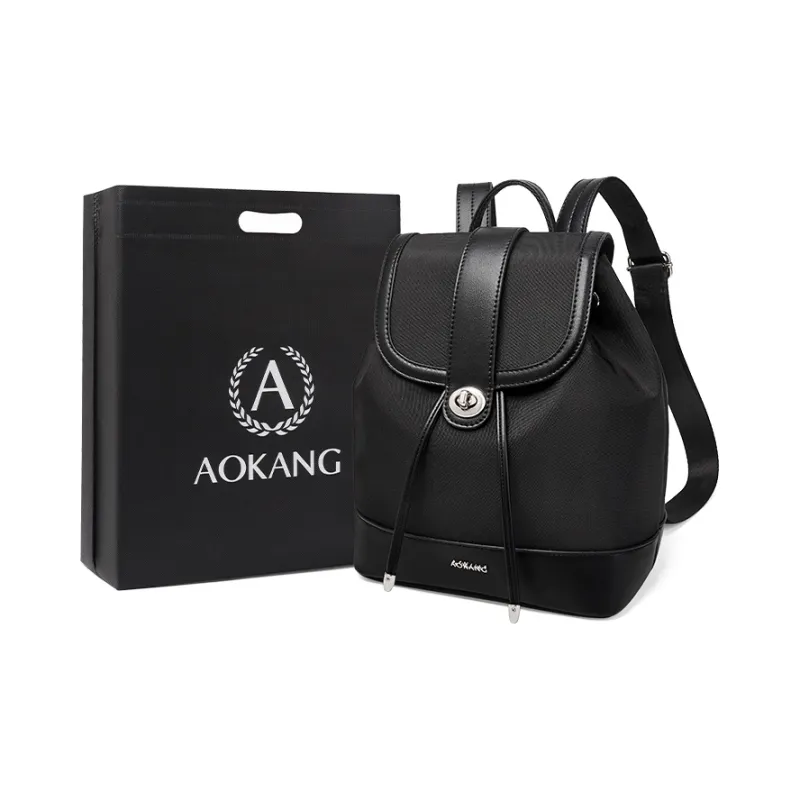 AOKANG Fabric, Synthetic Leather Backpack Commuter Bag Handbag Regular Women's Khaki/Classic Black-4