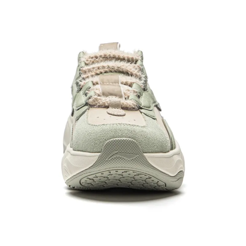 LiNing Honey V2 Slip Resistant Height Increasing Low Top Casual Shoes Women's Green Gray-3