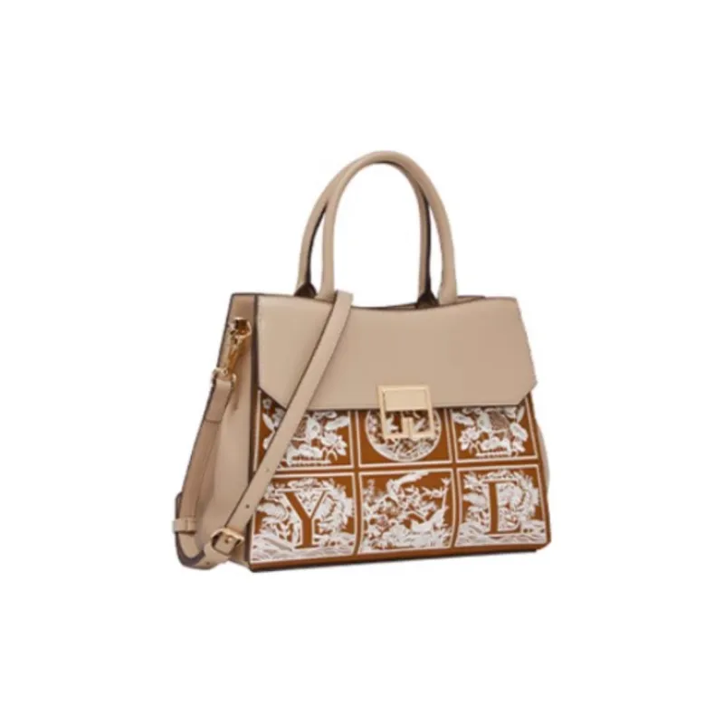 YEARCON Synthetic Leather Tote Bag, Shopping Bag, Shoulder Bag, Handbag Tubas Women's Apricot/Burgundy-0