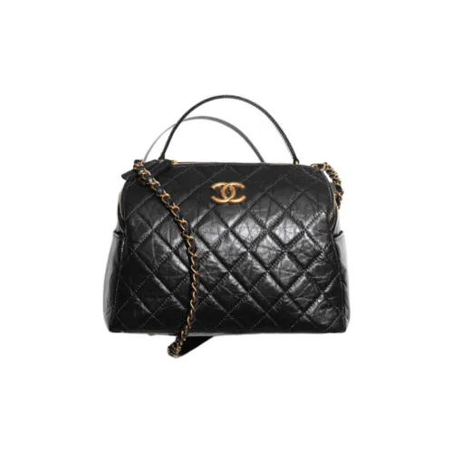 CHANEL Calfskin Bowling Bag, Doctor Bag, Shoulder Bag, Crossbody Bag, Handbag Women's Black