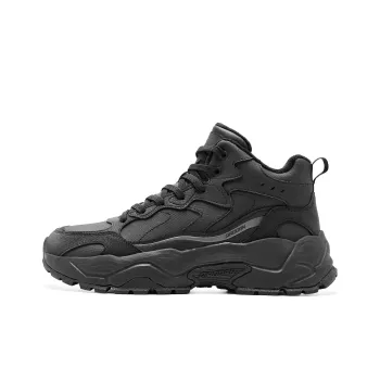 QIAODAN Warm Cushioning Height Increasing Wear Resistant Breathable Slip Resistant High Top Casual Shoes Men's Black