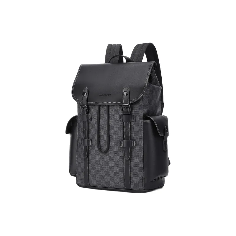 CORALDAISY Synthetic Leather Backpack Regular Men's Knight Black-1