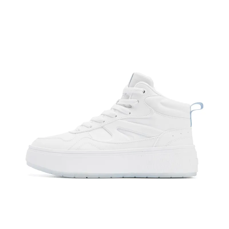 QIAODAN Skateboard Shoes Women's High Top Jordan White/Sunlight Blue-0