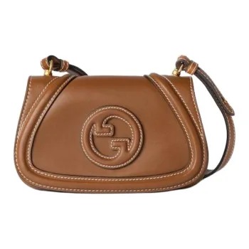 GUCCI Leather Shoulder Bag Mini Unisex Brown