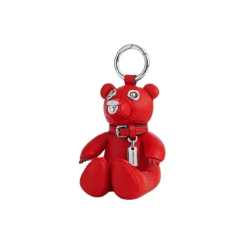 COACH Pebble Pattern Cow Leather Bag Accessory Unisex Red