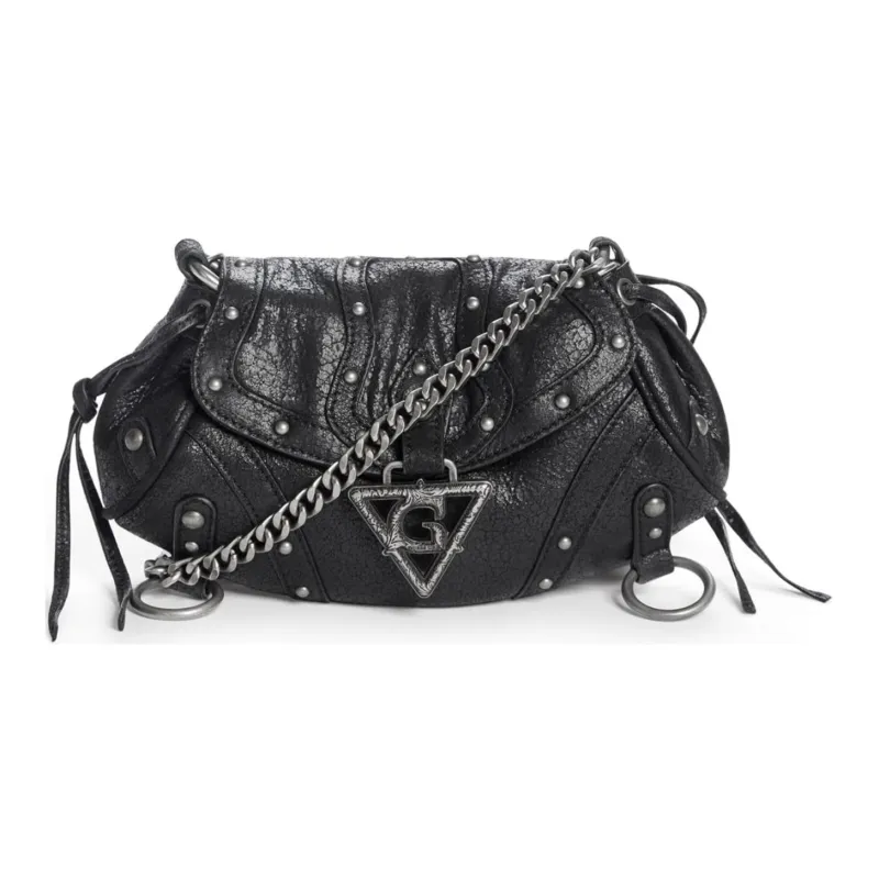GUESS Leather Crossbody Bag, Shoulder Bag Mini Women's Black-0