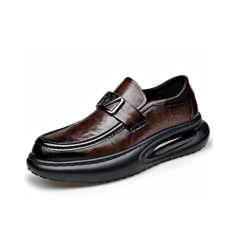 Xiwencha Men's Casual Shoes Men Low Top Black/Brown-8