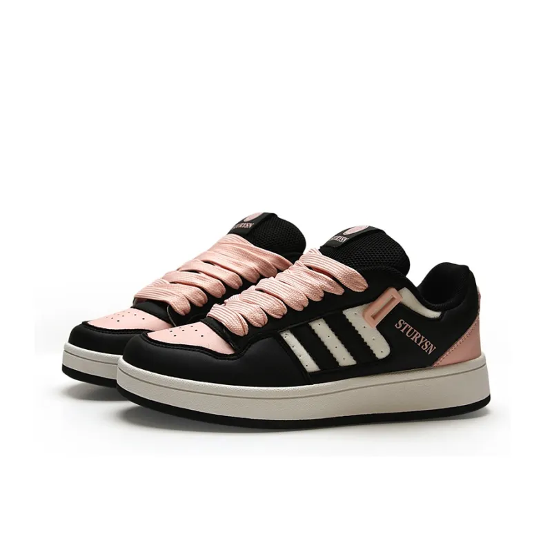 STUR YSN Wear resistant And Lightweight Low Top Skateboard Shoes Unisex Black Pink-1