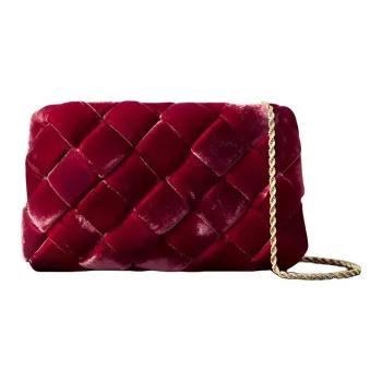 Loeffler Randall Mulberry Silk Blended Cotton One Shoulder Crossbody Clutches Medium Size Women's Red