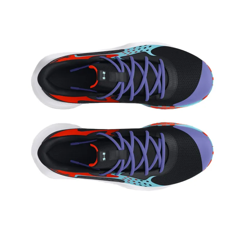 Under Armour Jet '23 Anti Slip Wear Resistant Mid Top Basketball Shoes Unisex Black Blue-3