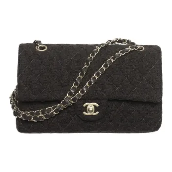 CHANEL Classic Flap CF Wool One Shoulder Handbags Women's Dark Brown