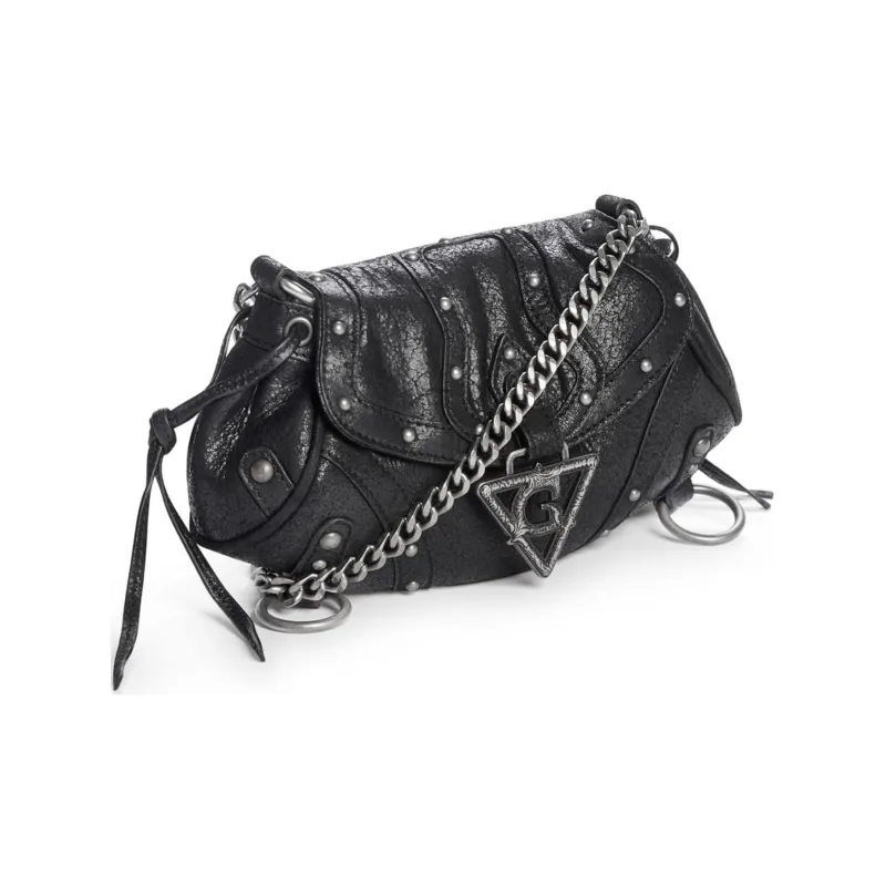 GUESS Leather Crossbody Bag, Shoulder Bag Mini Women's Black-1