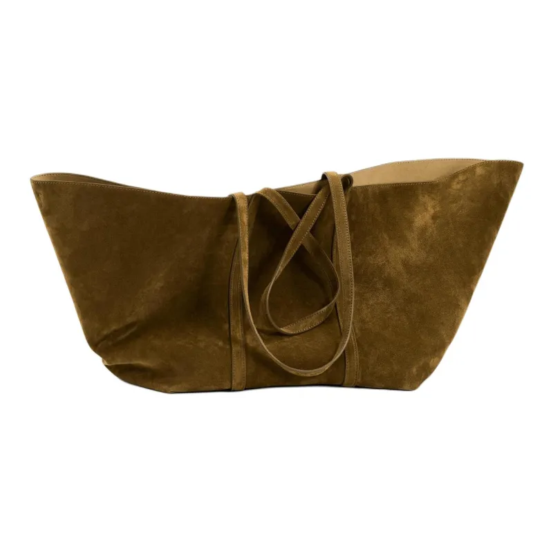 ZARA Cow Leather Tote Bag Shopping Bag Shoulder Bags Large Size Women's Brown-5