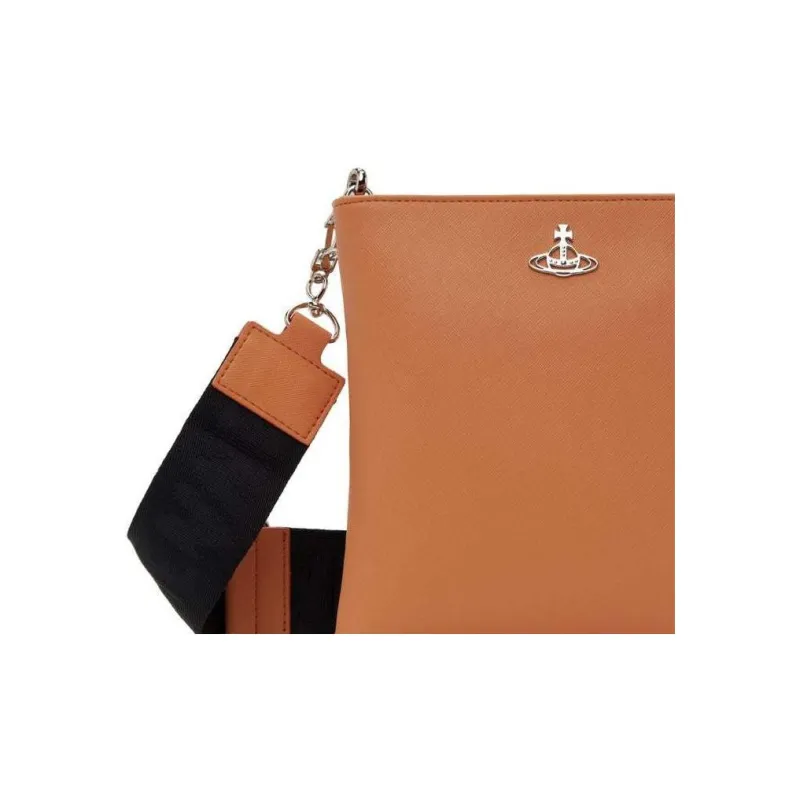 Vivienne Westwood Saffiano Artificial Leather Messenger Bag, Crossbody Bag, Shoulder Bag Men's Orange-3