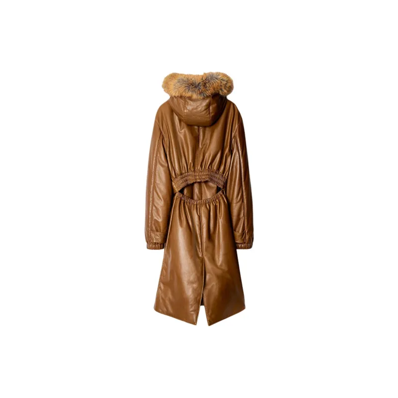 Burberry Leather Jacket Women's Brown-1