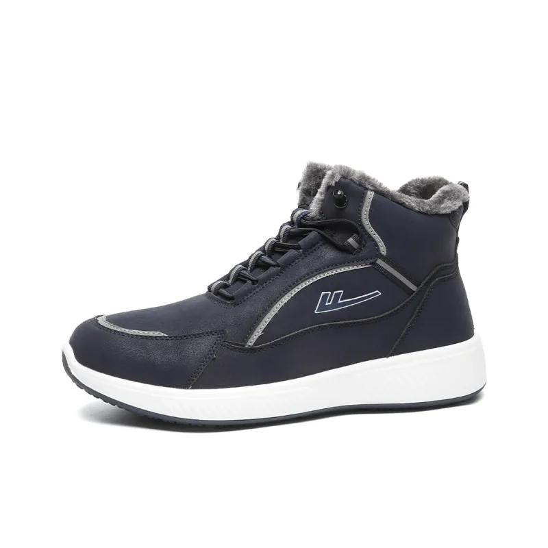 Warrior Warm And Wear Resistant High Top Skateboard Shoes Men's Navy Blue-2