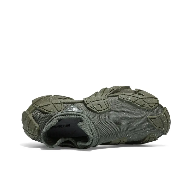 Binary Low Top Chunky Sneakers Men's Army Green-3