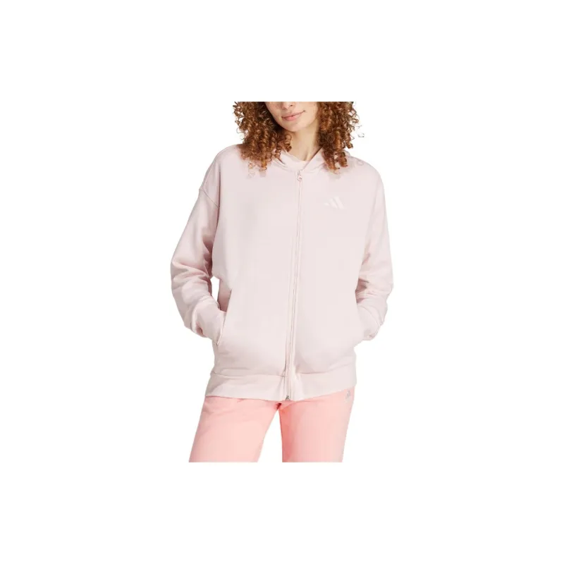 Adidas All Szn FLEECE FULL ZIP HOODIE Jacket Women's Sandy Brown Pink-1