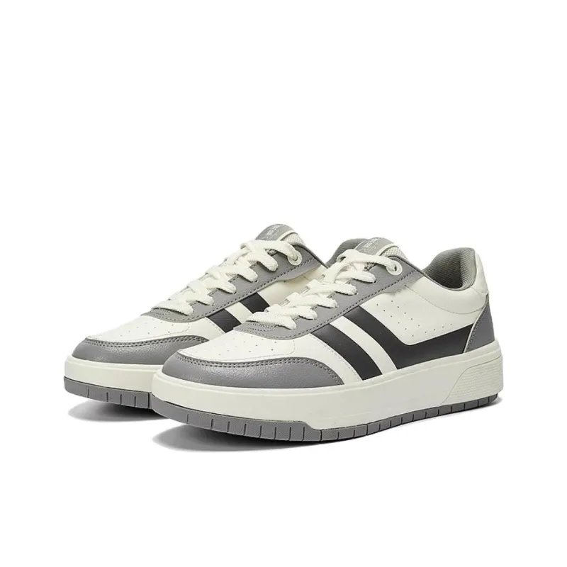 QIAODAN Anti Slip Wear Resistant Low Top Skateboard Shoes Men's White Gray-1
