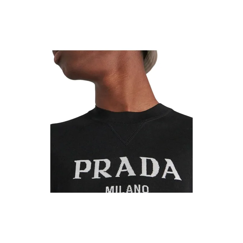 PRADA Superfine Wool Short Sleeve Crewneck Sweater-3